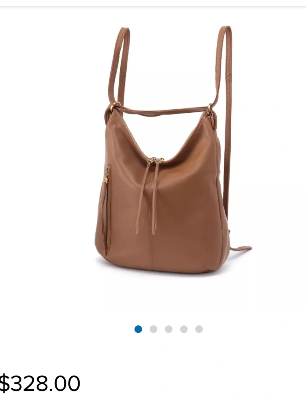 HOBO Genuine Leather Convertible Backpack Shoulder Bag Tan Cognac